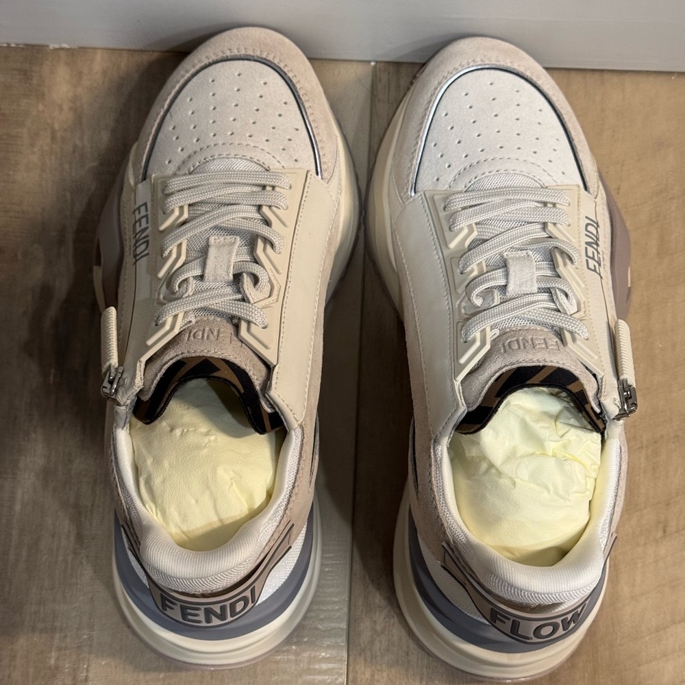 (SOLD) Fendi Flow Cream nylon and suede low-tops - Size 38.5 - Picture 9 of 15